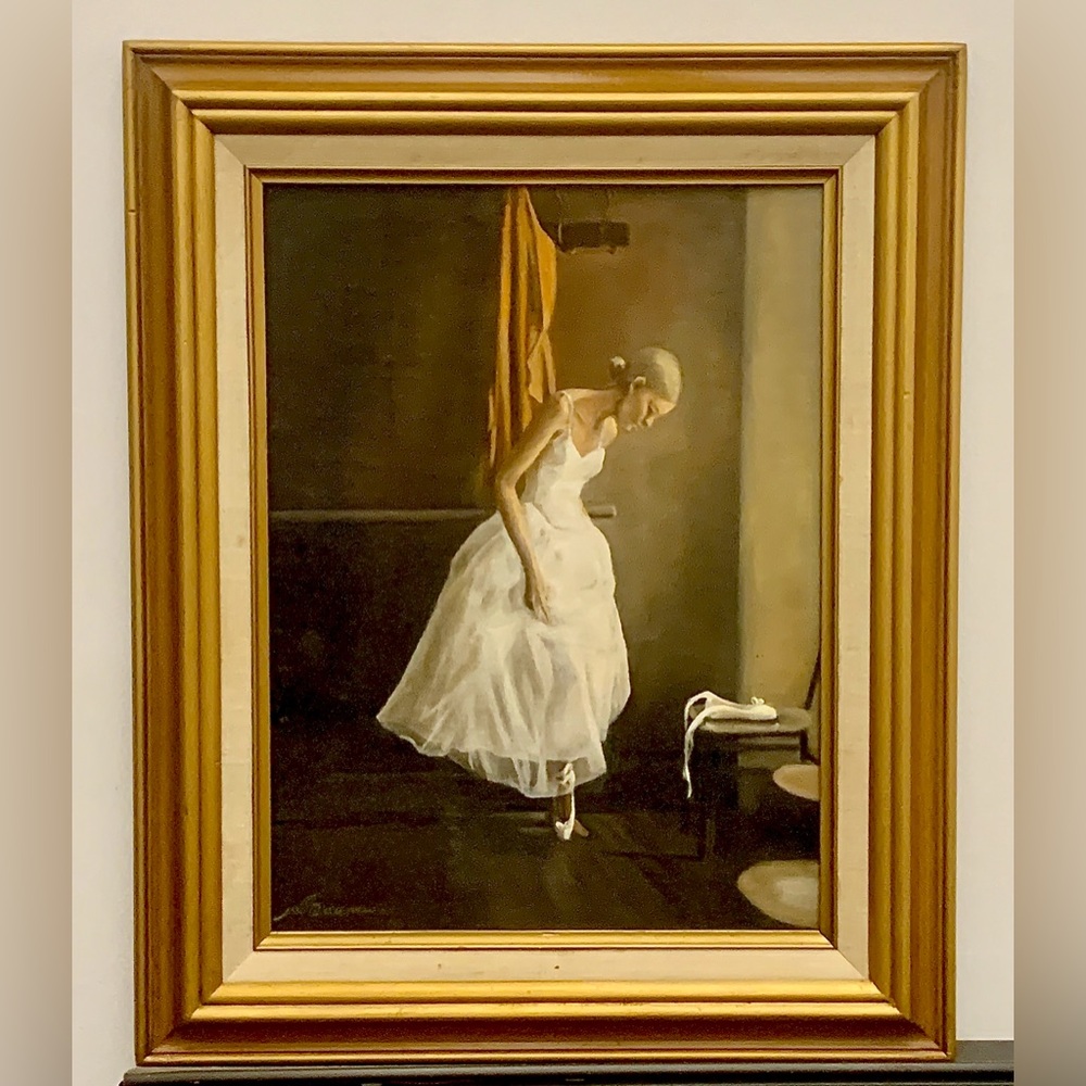 1981 Vintage “The Toe Shoe” Framed Oil on Canvas Painting Signed by N. Dorman